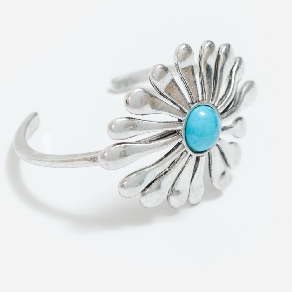 Johnny Was TURQUOISE RADIAL CUFF Silver Bracelet New with jewelry dust bag.